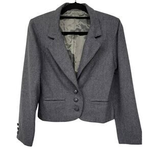 Vintage Gray Button-Front Blazer Shoulder Pads